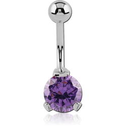 SURGICAL STEEL GRADE 316L INTERNALLY THREADED PRONG SET JEWELED NAVEL BANANA