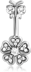 SURGICAL STEEL GRADE 316L INTERNALLY THREADED DOUBLE JEWELED NAVEL BANANA