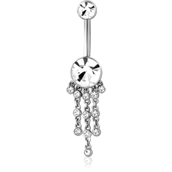 SURGICAL STEEL GRADE 316L INTERNALLY THREADED DOUBLE JEWELED NAVEL BANANA