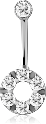 SURGICAL STEEL GRADE 316L INTERNALLY THREADED DOUBLE JEWELED NAVEL BANANA
