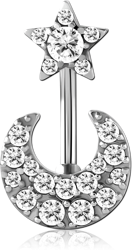 SURGICAL STEEL GRADE 316L INTERNALLY THREADED DOUBLE JEWELED NAVEL BANANA