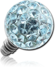 CLEAR EPOXY COATED CRYSTALINE JEWELED BALL FOR 1.6MM INTERNALLY THREADED PIN