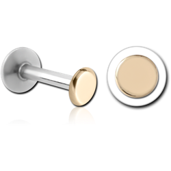 14 KARAT GOLD YELLOW ATTACHMENT WITH SURGICAL STEEL INTERNALLY THREADED LABRET PIN