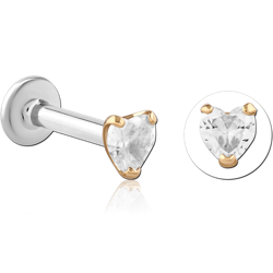 14 KARAT GOLD YELLOW JEWELED ATTACHMENT WITH SURGICAL STEEL INTERNALLY THREADED LABRET PIN