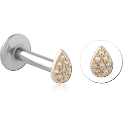 14 KARAT GOLD YELLOW JEWELED ATTACHMENT WITH SURGICAL STEEL INTERNALLY THREADED LABRET PIN