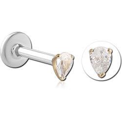 14 KARAT GOLD YELLOW JEWELED ATTACHMENT WITH SURGICAL STEEL INTERNALLY THREADED LABRET PIN