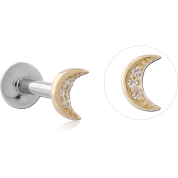 14 KARAT GOLD YELLOW JEWELED ATTACHMENT WITH SURGICAL STEEL INTERNALLY THREADED LABRET PIN