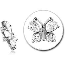 SURGICAL STEEL GRADE 316L BUTTERFLY JEWELED ATTACHMENT FOR 1.6MM INTERNALLY THREADED PINS