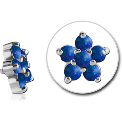 SURGICAL STEEL GRADE 316L INTERNALLY THREADED ORGANIC SYNTHETIC OPAL JEWELED FLOWER ATTACHMENT