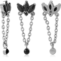 SURGICAL STEEL GRADE 316L JEWELED ATTACHMENT FOR 1.6MM INTERNALLY THREADED PINS