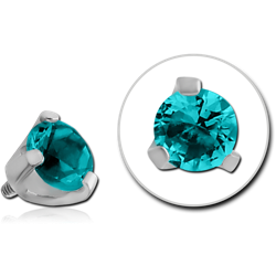 SURGICAL STEEL GRADE 316L ROUND PRONG SET JEWELED ATTACHMENT FOR 1.6MM INTERNALLY THREADED PINS