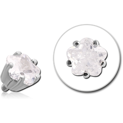 EMPTY SURGICAL STEEL GRADE 316L FLOWER PRONG SET JEWELED ATTACHMENT FOR 1.6MM INTERNALLY THREADED PINS
