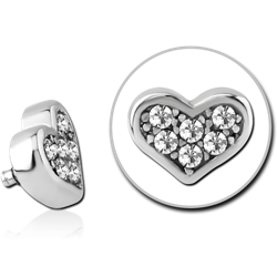SURGICAL STEEL GRADE 316L JEWELED ATTACHMENT FOR 1.6MM INTERNALLY THREADED PINS - HEART