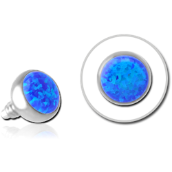 SURGICAL STEEL GRADE 316L ORGANIC SYNTHETIC OPAL JEWELED MICRO DISC FOR INTERNALLY THREADED PINS