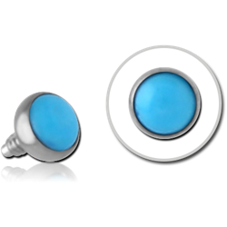 SURGICAL STEEL GRADE 316L SEMI PRECIOUS CABOCHON  DISC FOR 1.2MM INTERNALLY THREADED PINS