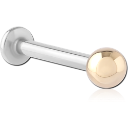 14 KARAT GOLD YELLOW BALL WITH SURGICAL STEEL INTERNALLY THREADED MICRO LABRET PIN