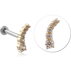 14 KARAT GOLD YELLOW JEWELED ATTACHMENT WITH SURGICAL STEEL INTERNALLY THREADED MICRO LABRET PIN - LIEF