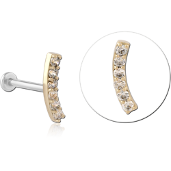 14 KARAT GOLD YELLOW JEWELED ATTACHMENT WITH SURGICAL STEEL INTERNALLY THREADED MICRO LABRET PIN