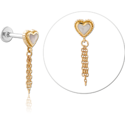 14 KARAT GOLD YELLOW JEWELED ATTACHMENT WITH SURGICAL STEEL INTERNALLY THREADED MICRO LABRET PIN