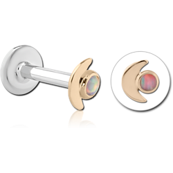 14 KARAT GOLD YELLOW JEWELED ATTACHMENT WITH SURGICAL STEEL INTERNALLY THREADED MICRO LABRET PIN -FLOWER