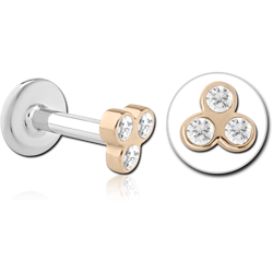 14 KARAT GOLD YELLOW JEWELED ATTACHMENT WITH SURGICAL STEEL INTERNALLY THREADED MICRO LABRET PIN -FLOWER