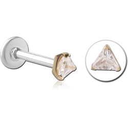 14 KARAT GOLD YELLOW JEWELED ATTACHMENT WITH SURGICAL STEEL INTERNALLY THREADED MICRO LABRET PIN