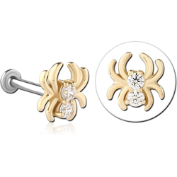 14 KARAT GOLD YELLOW JEWELED ATTACHMENT WITH SURGICAL STEEL INTERNALLY THREADED MICRO LABRET PIN