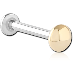 14K GOLD ATTACHMENT WITH SURGICAL STEEL GRADE 316L INTERNALLY THREADED MICRO LABRET PIN