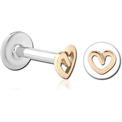 14 KARAT GOLD YELLOW ATTACHMENT WITH SURGICAL STEEL INTERNALLY THREADED MICRO LABRET PIN