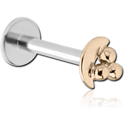 14K GOLD ATTACHMENT WITH SURGICAL STEEL GRADE 316L INTERNALLY THREADED MICRO LABRET PIN