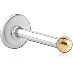 14 KARAT GOLD YELLOW JEWELED ATTACHMENT WITH SURGICAL STEEL INTERNALLY THREADED MICRO LABRET PIN