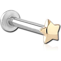 14K GOLD ATTACHMENT WITH SURGICAL STEEL GRADE 316L INTERNALLY THREADED MICRO LABRET PIN