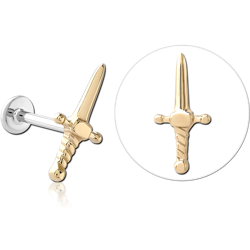 14K GOLD ATTACHMENT WITH SURGICAL STEEL GRADE 316L INTERNALLY THREADED MICRO LABRET PIN