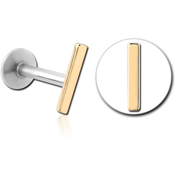 14 KARAT GOLD YELLOW ATTACHMENT WITH SURGICAL STEEL INTERNALLY THREADED MICRO LABRET PIN