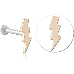 14 KARAT GOLD YELLOW ATTACHMENT WITH SURGICAL STEEL INTERNALLY THREADED MICRO LABRET PIN