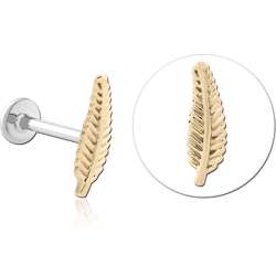 14K GOLD ATTACHMENT WITH SURGICAL STEEL GRADE 316L INTERNALLY THREADED MICRO LABRET PIN