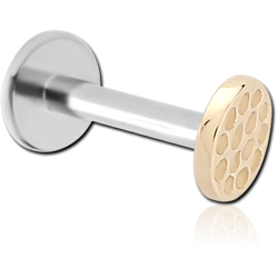 14K GOLD ATTACHMENT WITH SURGICAL STEEL GRADE 316L INTERNALLY THREADED MICRO LABRET PIN