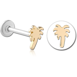 14 KARAT GOLD YELLOW ATTACHMENT WITH SURGICAL STEEL INTERNALLY THREADED MICRO LABRET PIN