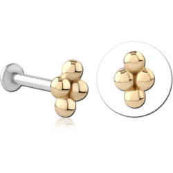 14 KARAT GOLD YELLOW ATTACHMENT WITH SURGICAL STEEL INTERNALLY THREADED MICRO LABRET PIN