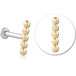 14 KARAT GOLD YELLOW ATTACHMENT WITH SURGICAL STEEL INTERNALLY THREADED MICRO LABRET PIN