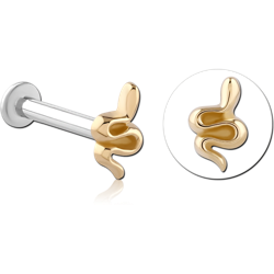 14 KARAT GOLD YELLOW ATTACHMENT WITH SURGICAL STEEL INTERNALLY THREADED MICRO LABRET PIN