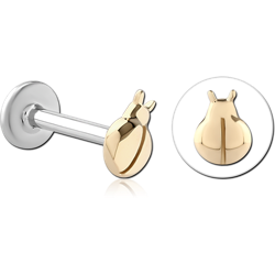 14 KARAT GOLD YELLOW ATTACHMENT WITH SURGICAL STEEL INTERNALLY THREADED MICRO LABRET PIN