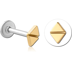 14 KARAT GOLD YELLOW ATTACHMENT WITH SURGICAL STEEL INTERNALLY THREADED MICRO LABRET PIN