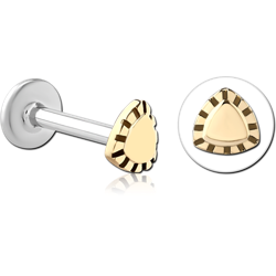 14 KARAT GOLD YELLOW ATTACHMENT WITH SURGICAL STEEL INTERNALLY THREADED MICRO LABRET PIN