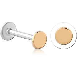 14 KARAT GOLD YELLOW ATTACHMENT WITH SURGICAL STEEL INTERNALLY THREADED MICRO LABRET PIN