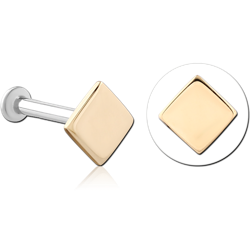 14K GOLD ATTACHMENT WITH 	SURGICAL STEEL GRADE 316L INTERNALLY THREADED MICRO LABRET PIN