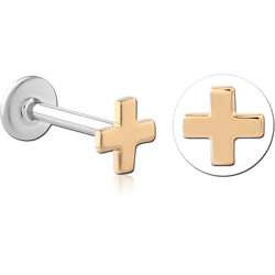 14K GOLD ATTACHMENT WITH 	SURGICAL STEEL GRADE 316L INTERNALLY THREADED MICRO LABRET PIN