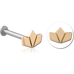 14K GOLD ATTACHMENT WITH SURGICAL STEEL GRADE 316L INTERNALLY THREADED MICRO LABRET PIN