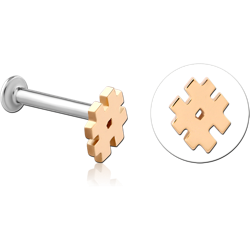14 KARAT GOLD YELLOW ATTACHMENT WITH SURGICAL STEEL INTERNALLY THREADED MICRO LABRET PIN