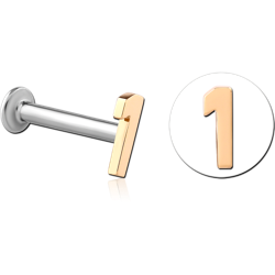 14 KARAT GOLD YELLOW ATTACHMENT WITH SURGICAL STEEL INTERNALLY THREADED MICRO LABRET PIN